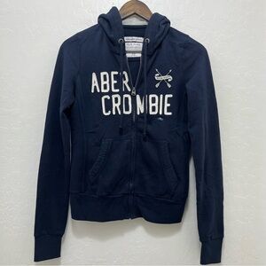 Abercrombie & Fitch Navy Blue Hooded Full Zip Hoodie Sweatshirt XS
